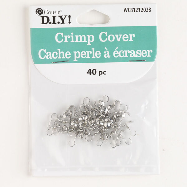 Bead tip, silver-finished steel, 9x4mm bottom clamp-on with open loop. Sold per pkg of 40. image number 0