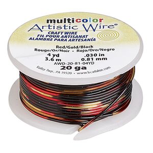 Wire, Artistic Wire®, copper, variegated red / gold / black, 0.81mm round, 20 gauge. Sold per 4-yard spool.