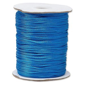 Cord, Satinique™, satin, dark turquoise blue, 1.5mm small. Sold per 400-foot spool.