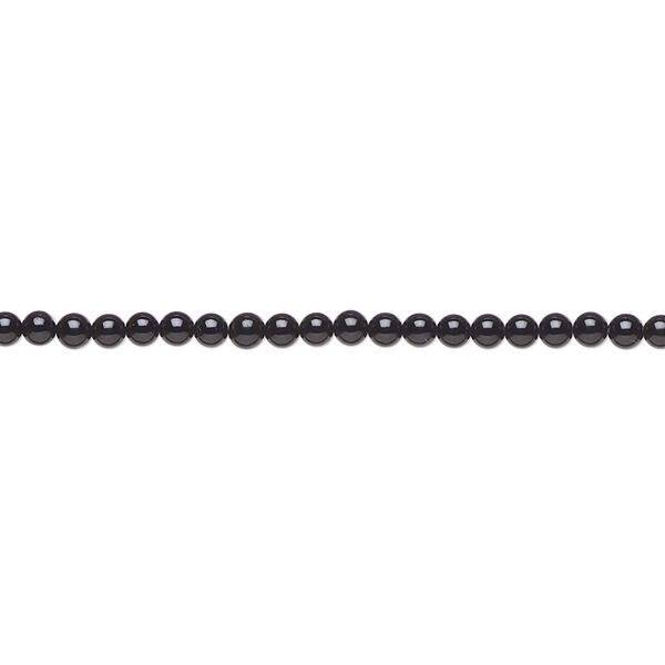 Bead, black onyx (dyed), 2mm round, A- grade, Mohs hardness 6-1/2 to 7. Sold per 15-1/2" to 16" strand. image number 0