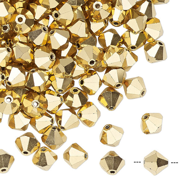 Bead 24pk crystal aurum 2X, Preciosa Czech crystal 6mm bicone image number 0