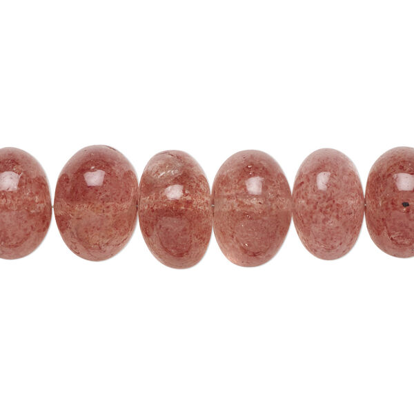 Strawberry quartz 1pkg1, hand-cut rondelle bead natural 8 inch graduated 10x6mm-13x9mm image number 0
