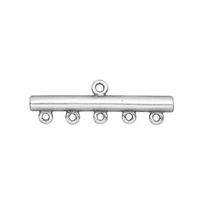 End bar, JBB Findings, antique silver-plated brass, 30.5x3.5mm single-sided bar with 5 bottom loops. Sold per pkg of 2.