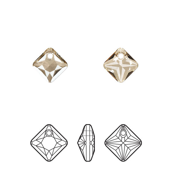 Drop 4pk crystal golden shadow, Crystal Passions® 9mm pendant princess cut 6431 image number 0