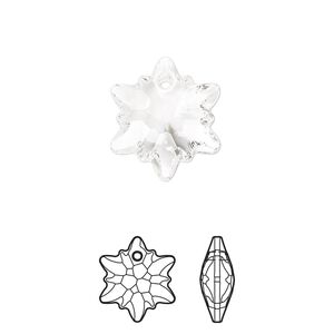 Drop 48pk crystal, Swarovski® 18mm pendant edelweiss 6748