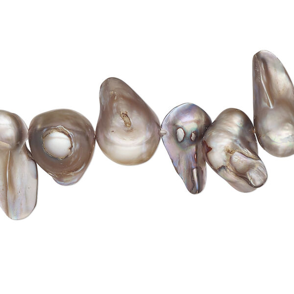 Bead, blister pearl shell (dyed), tin, 8x5mm-22x11mm baroque with 0.4-0.6mm hole, Mohs hardness 2-1/2 to 4. Sold per 15-inch strand. image number 0