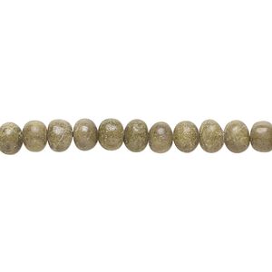Epidote 1pkg1, hand-cut pebble bead natural 14 inch small