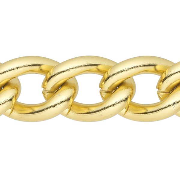 Chain 1pkg1 curb, 16mm, aluminum / anodized gold 5 foot unfinished image number 0