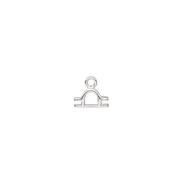 Charm, sterling silver, 8x5mm single-sided Libra zodiac symbol. Sold individually. image number 0