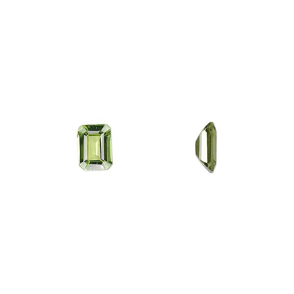 Peridot 1pkg1, hand-cut faceted emerald-cut gem natural 7x5mm image number 0