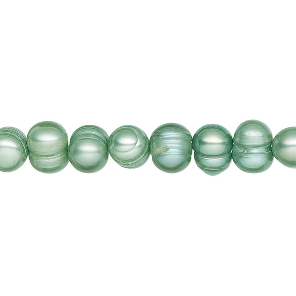 Pearl, cultured freshwater (dyed), sage, 5-7mm semi-round, D grade, Mohs hardness 2-1/2 to 4. Sold per 15-inch strand. image number 0
