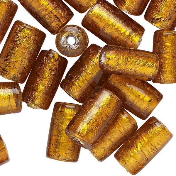 Bead, lampworked glass, opaque honey, 15x9mm round tube. Sold per pkg of 40. image number 0