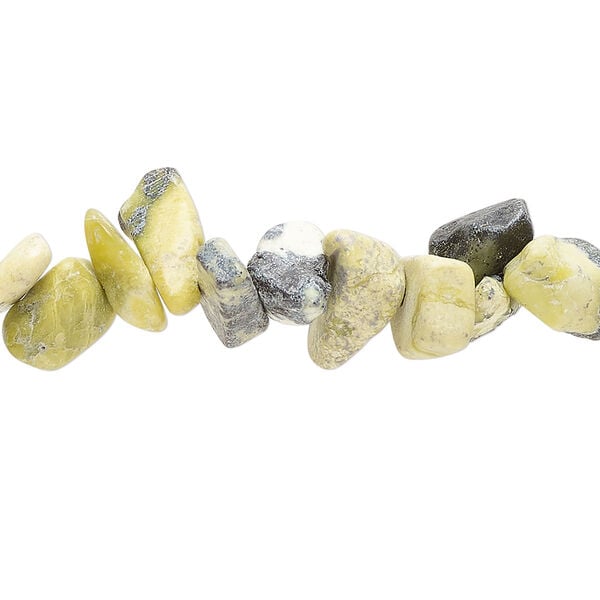 Yellow "turquoise" (serpentine with quartz) 1pkg1, chip bead natural, 32 inch medium image number 0