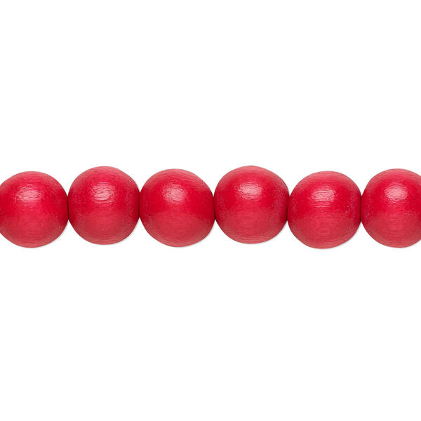Bead, Taiwanese cheesewood (dyed / waxed), red, 7-8mm round. Sold per pkg of (2) 15-1/2" to 16" strands. image number 0