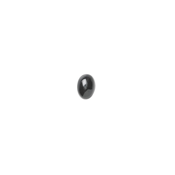 Cabochon, black star diopside (natural), 7x5mm non-calibrated oval, C grade, Mohs hardness 5-1/2 to 6. Sold per pkg of 2. image number 0