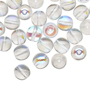 Czech glass 1pkg50, round druk bead clear AB 8mm