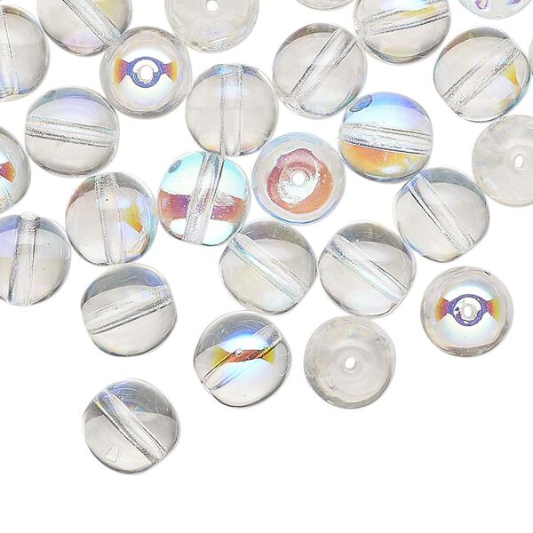Czech glass 1pkg50, round druk bead clear AB 8mm image number 0