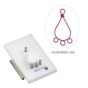 Jig, Artistic Wire® Findings Forms™, Beadalon®, teardrop connector, acrylic / steel / stainless steel, white and blue, 2 x 1-1/4 inch rectangle. Sold per 2-piece set.