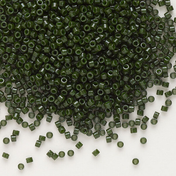 Seed bead, Delica®, glass, pkg/7.5g, #11 round, opaque olive (DB-0663). image number 0