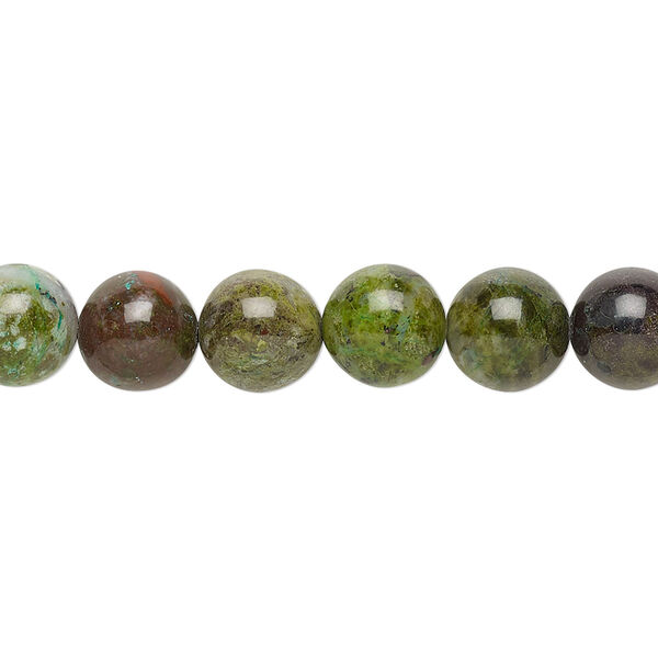 Bead, cuprite in chrysocolla (natural), 8mm round, C grade, Mohs hardness 3 to 4. Sold per 15-1/2" to 16" strand. image number 0