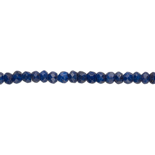 Bead, lapis lazuli (natural), 4x2mm hand-cut faceted rondelle, B- grade, Mohs hardness 5 to 6. Sold per 15-1/2" to 16" strand. image number 0