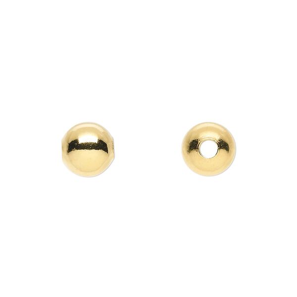 Bead, gold-plated brass, 8mm round. Sold per pkg of 100. image number 0