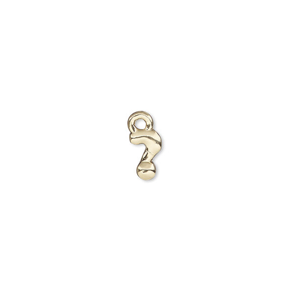Charm, gold-finished "pewter" (zinc-based alloy), 7.5x5mm question mark. Sold per pkg of 2. image number 0