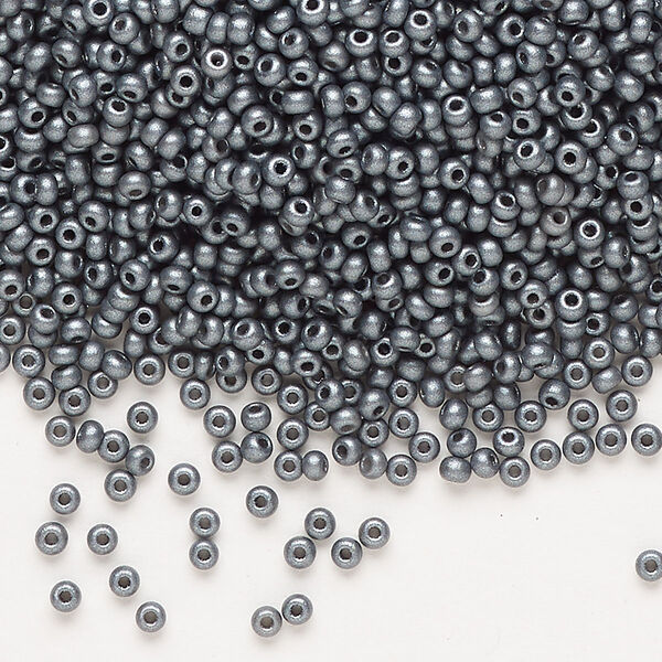 Seed bead, Preciosa Ornela Czech glass, pkg/50g, #11 rocaille, opaque PermaLux dyed black chalkwhite, (22022). image number 0