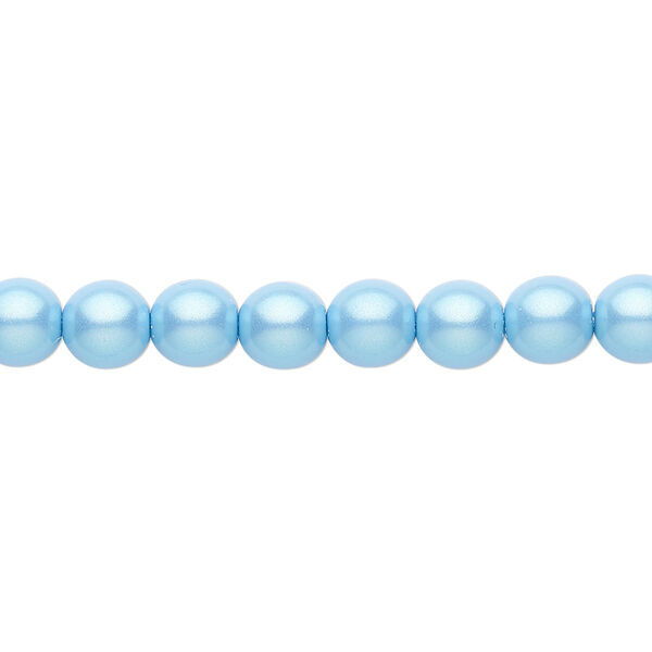 Bead, Czech pearl-coated glass druk, opaque iridescent aqua, 6mm round. Sold per 15-1/2" to 16" strand. image number 0