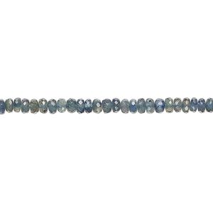 Green sapphire 1pkg1, hand-cut faceted rondelle bead 14 inch 2x1mm-4x2mm