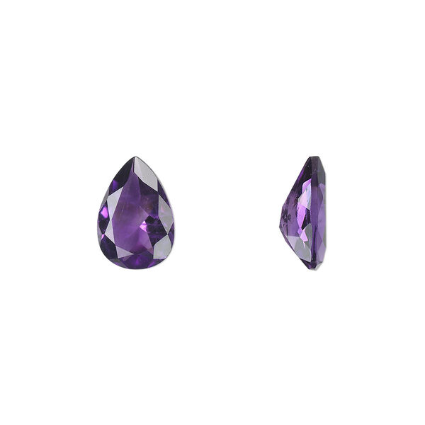 Gem, amethyst (natural), light to medium, 10x7mm faceted pear, A grade, Mohs hardness 7. Sold individually. image number 0