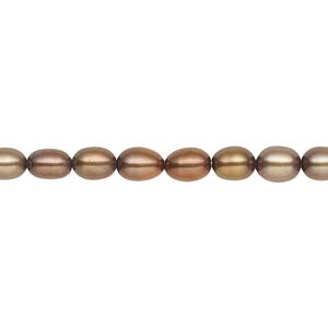 Pearl, cultured freshwater (dyed), antique copper, 4-5mm rice, C grade, Mohs hardness 2-1/2 to 4. Sold per 15-1/2" to 16" strand.