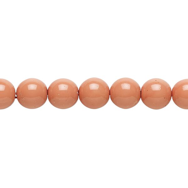 Bead, Czech dipped décor glass druk, rose, 8mm round. Sold per 15-1/2" to 16" strand. image number 0