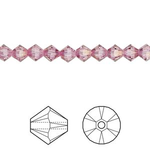 Bead 24pk dark rose, Crystal Passions® 5mm bicone 5328