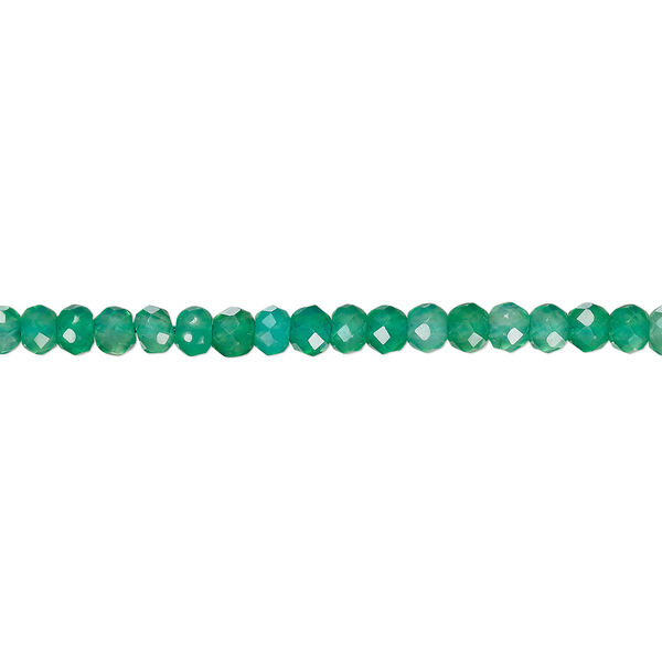 Bead green onyx 1pk, 3x2mm faceted rondelle B grade dyed 15.5-16 inch image number 0