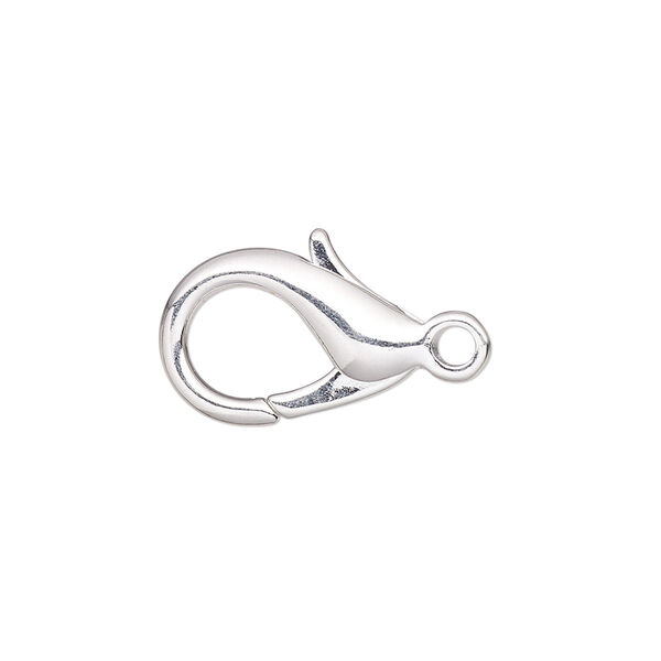 Clasp, lobster claw, silver-plated brass, 19x12mm. Sold per pkg of 100. image number 0