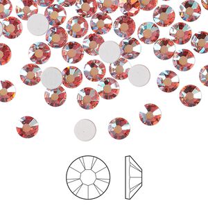 Flat back 1440pk rose peach AB foil back, Preciosa MAXIMA Czech crystal rhinestone 4.6-4.8mm chaton rose round SS20