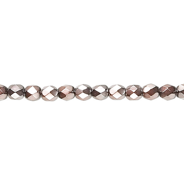 Bead, Czech fire-polished glass, opaque copper carmen, 4mm faceted round. Sold per 15-1/2" to 16" strand. image number 0