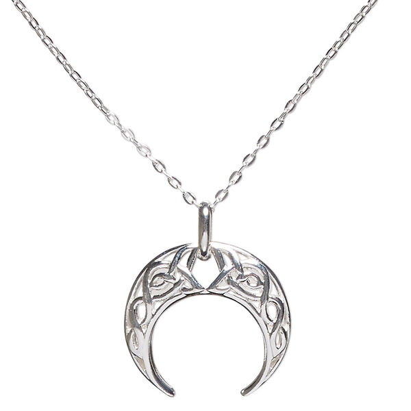 Necklace, Create Compliments®, sterling silver, 17.5x17mm naja with cutout Celtic design, wearable at 16 and 18 inches with springring clasp. Sold individually. image number 0