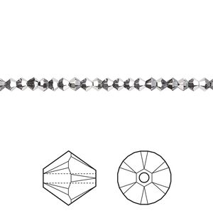 Bead 48pk crystal light chrome, Crystal Passions® 3mm bicone 5328