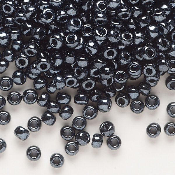 Seed bead, Dyna-Mites™, glass, opaque iris silver, #6 round. Sold per 40-gram pkg. image number 0