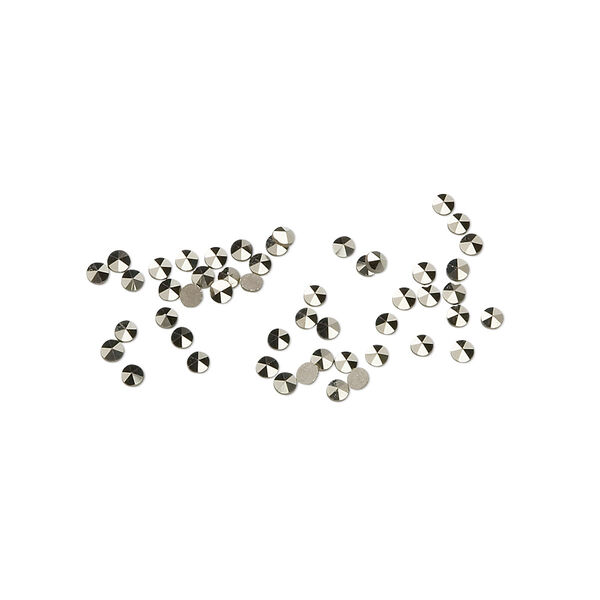 Gem, marcasite (natural), 1.75mm flat-backed faceted round, B grade. Sold per pkg of 50. image number 0