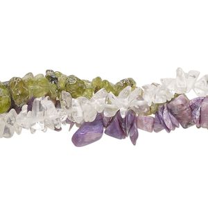 Multi-gemstone 1pkg3, chip bead 32 inch mix mini to large