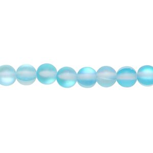 Bead, iridescent glass, translucent matte turquoise blue, 6mm round. Sold per 15-1/2" to 16" strand.