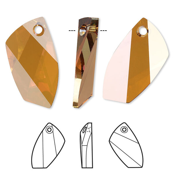 Focal 1pk crystal copper, Crystal Passions® 30x19mm pendant avant-garde 6620 image number 0