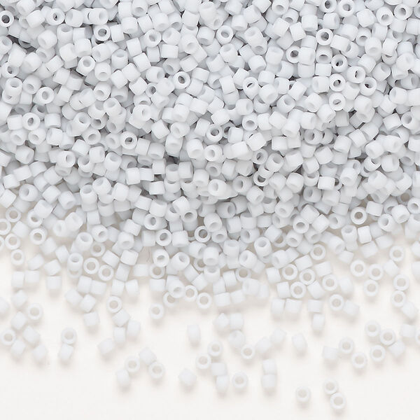 Seed bead, Delica®, glass, pkg/50g, #11 round, opaque matte glazed luster pale blue grey (DB-0357-1). image number 0