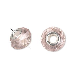 Bead 10pk 32 facets pink silver plate, Celestial Crystal® Dione® 14x9mm rondelle