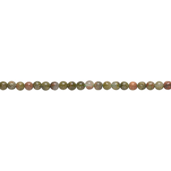 Bead, unakite (natural), 2mm round, B grade, Mohs hardness 6 to 7. Sold per 15-1/2" to 16" strand. image number 0