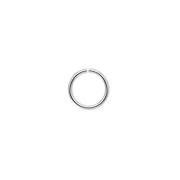 Jump ring, imitation nickel-plated, 10mm round, 8mm inside diameter, 18 gauge. Sold per pkg of 100. image number 0