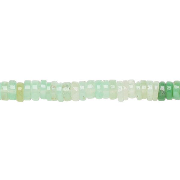 Bead, chrysoprase (natural), 4x1mm-6x2mm hand-cut rondelle, B grade, Mohs hardness 6-1/2 to 7. Sold per 8-inch strand, approximately 100-150 beads. image number 0